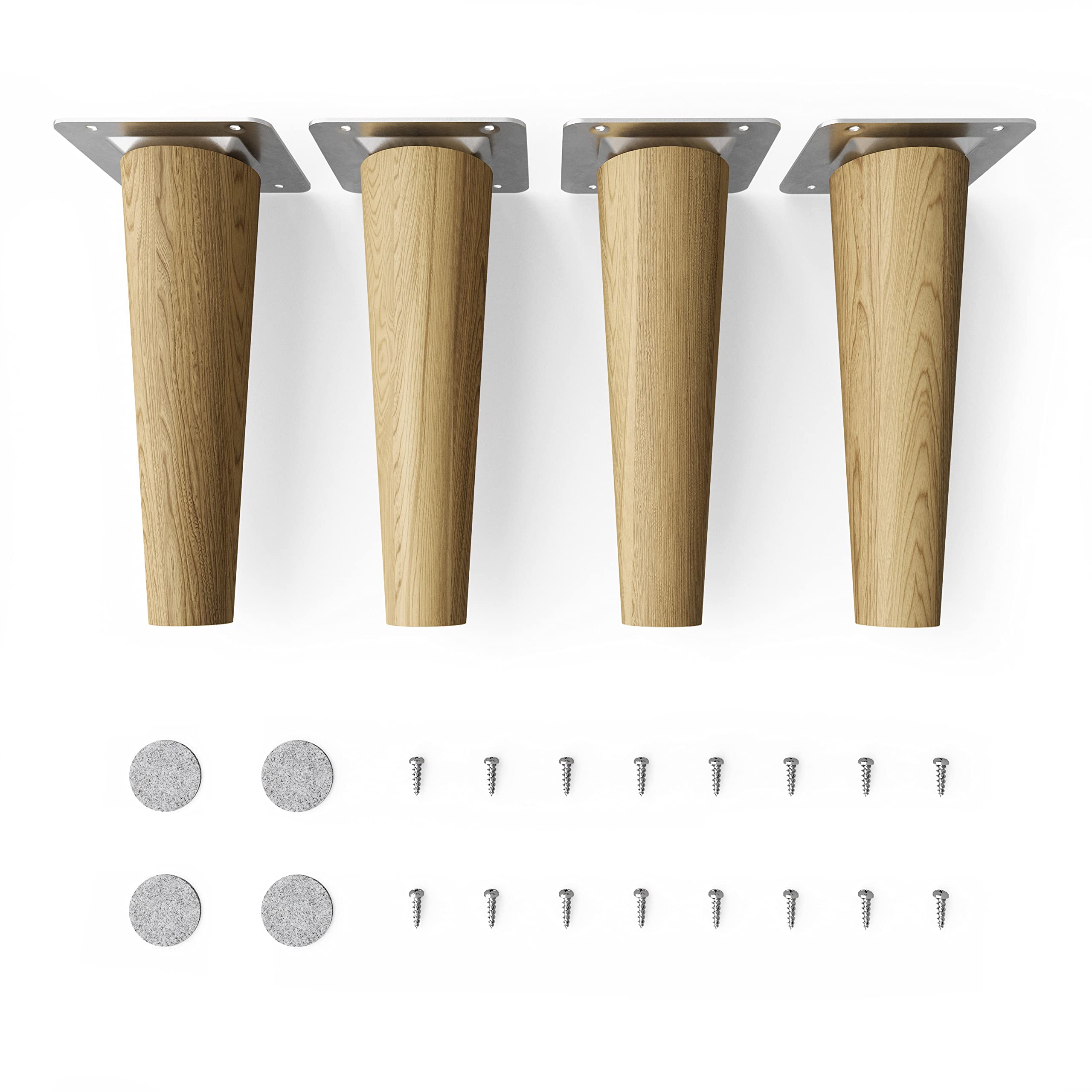 Sossai® Wooden furniture feet - Clif Round | oil finish | height: 15 cm | HMF1 | round conical (straight design) | material: solid wood (oak) | for chairs, tables, cupboards