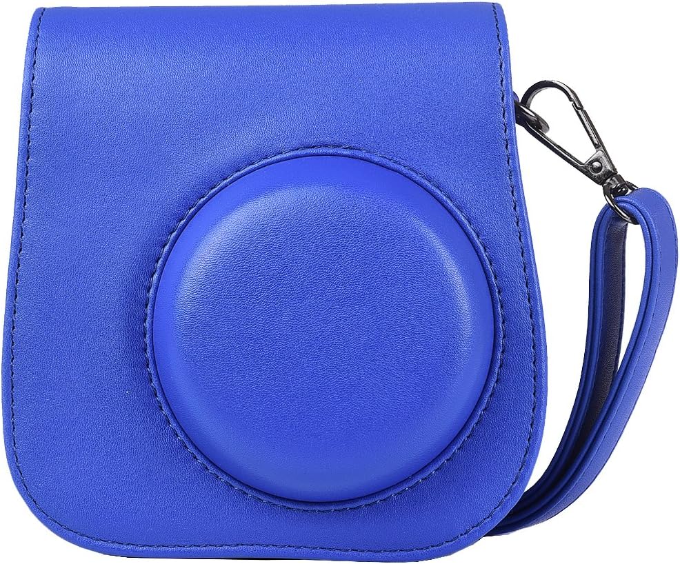 SAIKA Protective Case for Fujifilm Instax Mini 9 Instant Camera - Cobalt Blue - Premium PU Leather Bag with Removable Strap