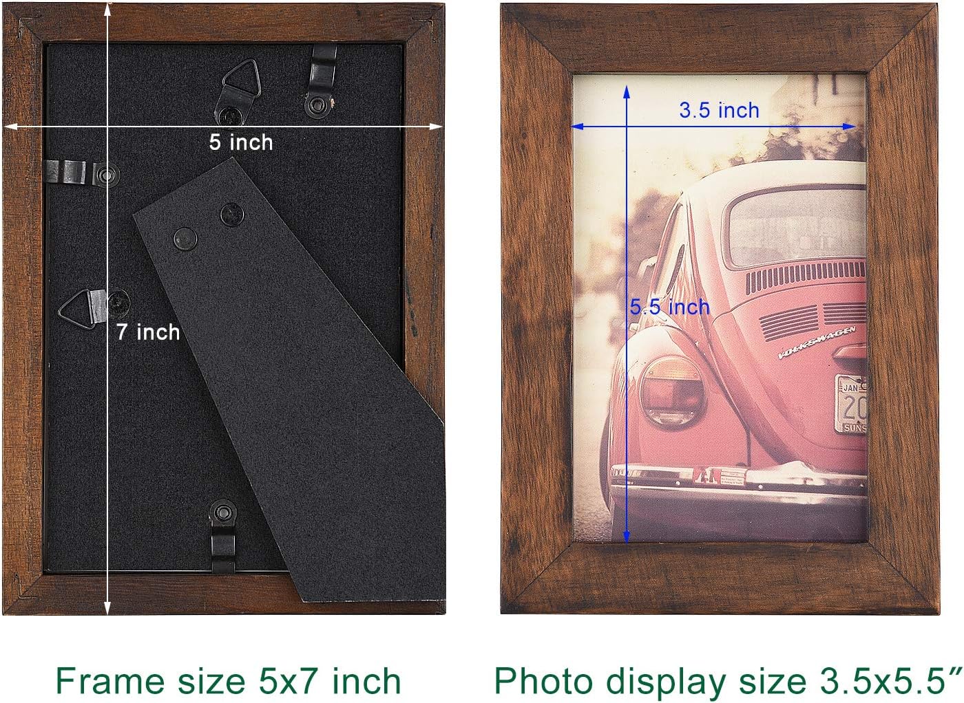 Emfogo 4x6 Picture Frames Photo Display for Tabletop or Wall Mount Solid Wood High Definition Glass Photo Frame Pack of 2 Vintage Walnut -