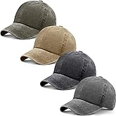 Geyoga 4 Pieces Washed Cotton Baseball Cap Adjustable Twill Plain Hat Unisex Baseball Cap Vintage Hat