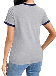 Remidoo Womens Ringer Tee Crew Neck Short Sleeve T