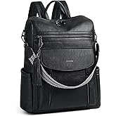 Shrrie Laptop Backpack for Women 15.6 inch,Travel Leather Backpack Purse Nurse Teacher Carry on Backpack Computer Bag,Professional Water-Resistant College Business Work Casual Daypack,Two-tone Black