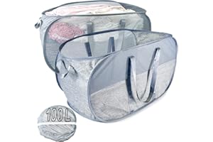 NAIRSNOW 100L Collapsible Laundry Baskets 2 Pack, Extra Large Mesh Pop Up Laundry Hamper, Dirty Clothes Hamper with Reinforced Handles, Folding Hampers for Travel. Dorm or Home Portable Laundry Baskets. Grey