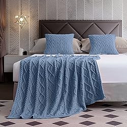 Homiest Cable Knit Throw Blanket and Pillow