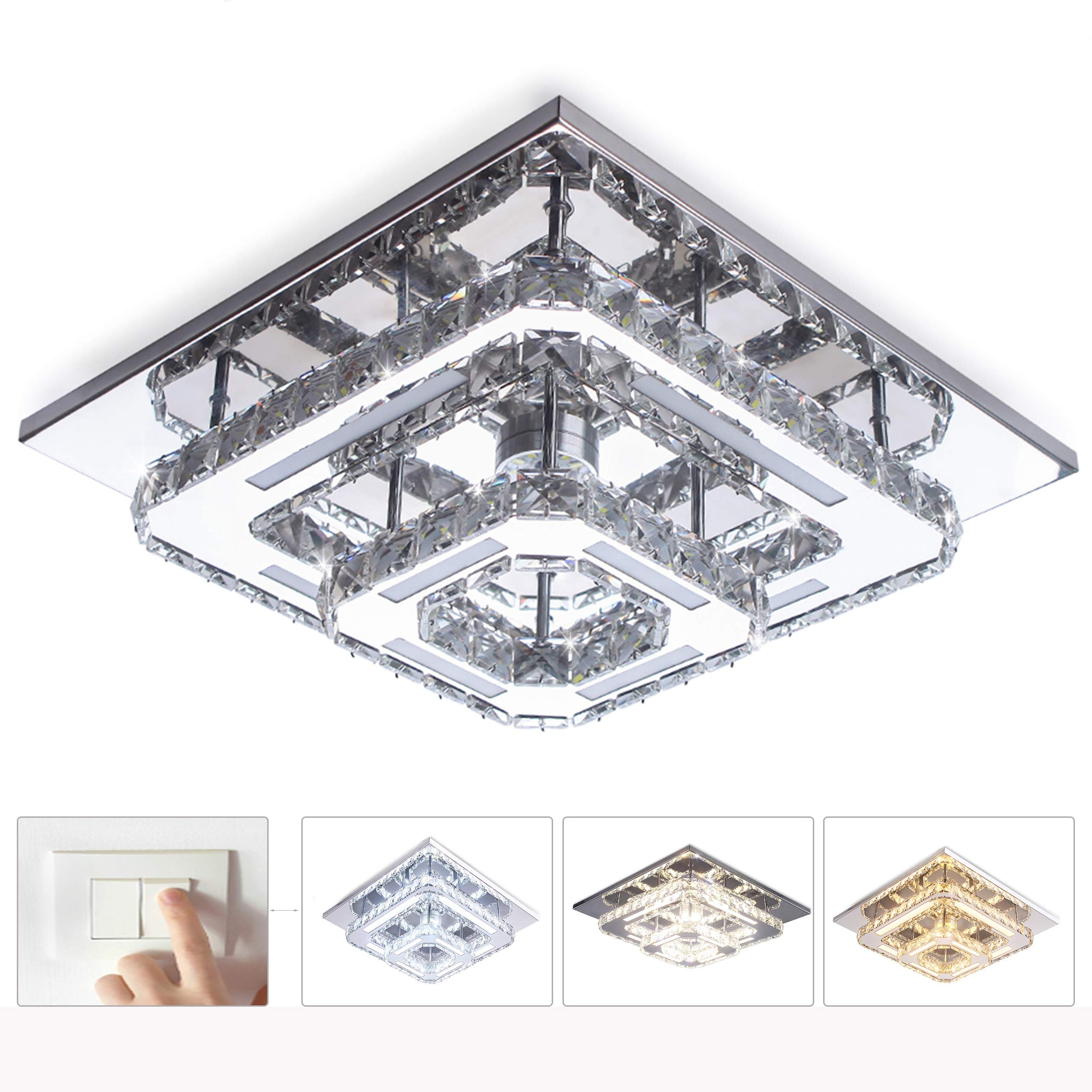 Buy CXGLEAMING Crystal Flush LED Ceiling Light Fixture, Modern Ceiling