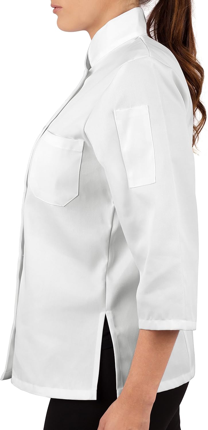 KNG Women's White Classic ¾ Sleeve Chef Coat: Clothing
