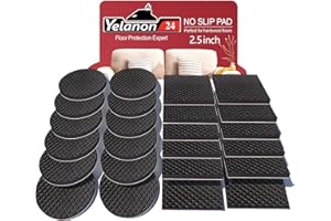 Yelanon Non Slip Furniture Pads -24 pcs 2.5" Furniture Grippers, Non Skid for Furniture Legs,Self Adhesive Rubber Furniture Feet, Anti Slide Furniture Hardwood Floor Protector for Keep Couch Stoppers