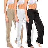 Sexy Basics Women's Soft Flex 100% Cotton Knit Pajama Pants | Lounge Sleep Bottoms | Drawstring & Pockets| Multi Packs