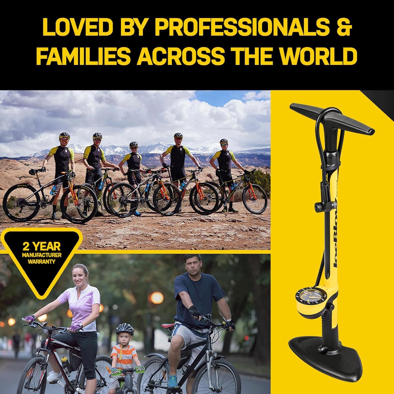 Topeak JoeBlow Sport III, High Pressure Bike Floor Pump, 160 PSI, 3