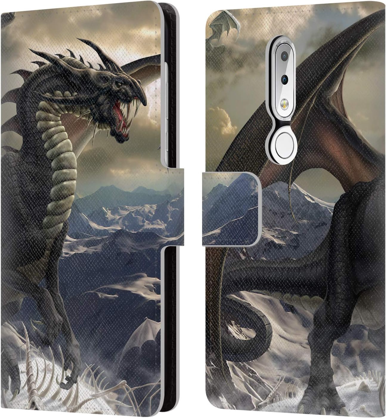 Official Tom Wood Rogue Dragons Leather Book Wallet Case Cover Compatible For Nokia X6 / 6.1 Plus