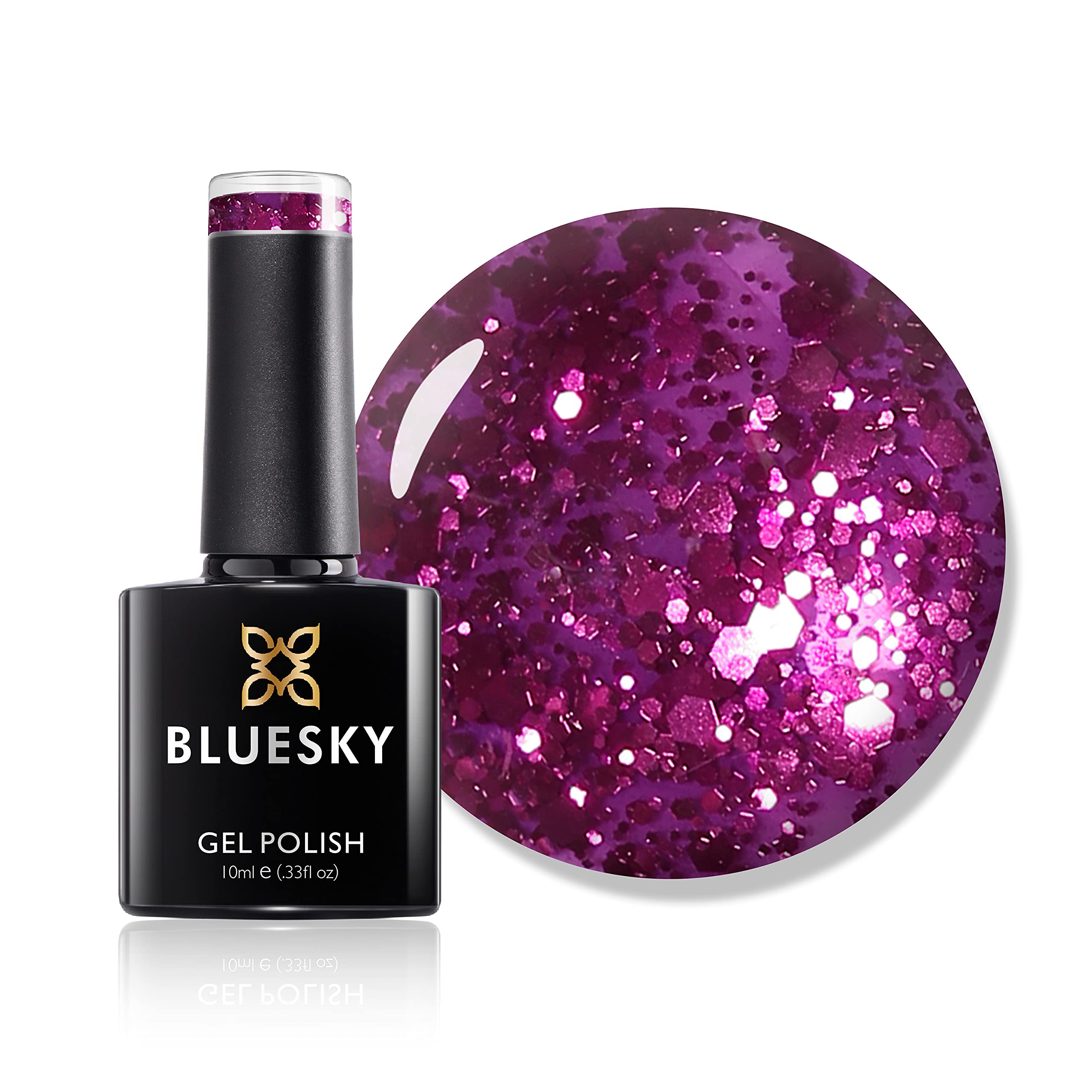 Bluesky Gel Nail Polish, Secret Santa 63901, Purple Glitter, Long Lasting, Chip Resistant, 10 ml (Requires Drying Under UV LED Lamp)