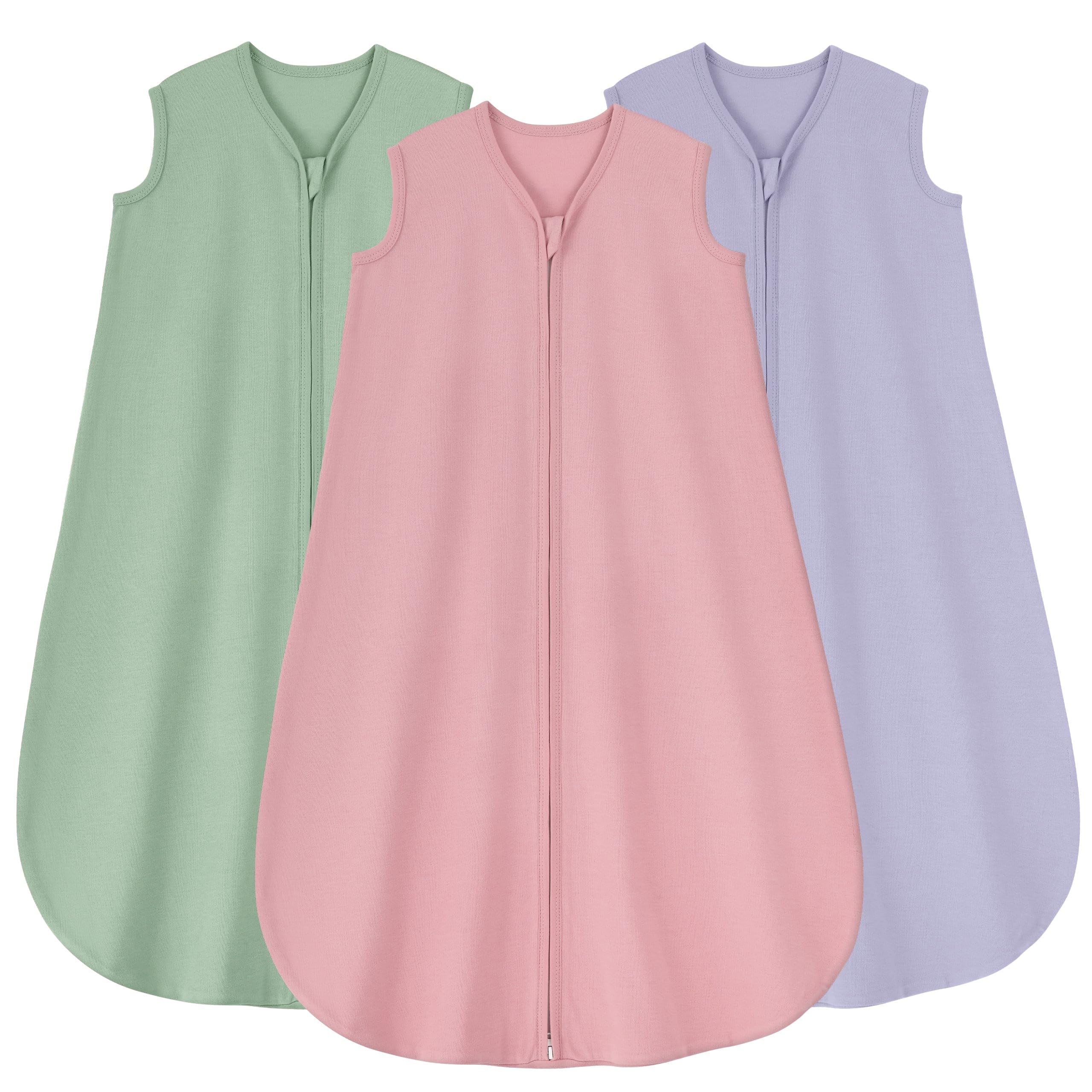 Yoofoss Baby Sleep Sack 6-12 Months 0.5 Tog Wearable Blanket for Baby, 3 Pack 100% Organic Cotton Infant Toddler Sleeping Sack 2-Way Zipper Lightweight Sleep Sack Image