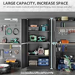 71" Metal Locking Storage Cabinet With Adjustable