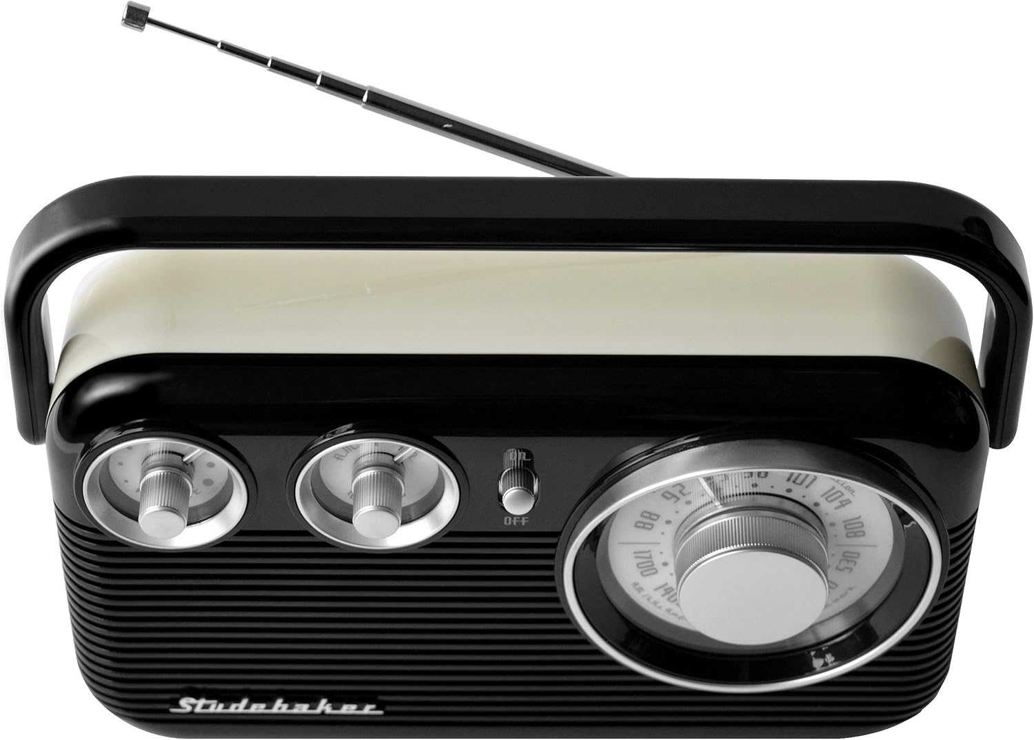 Studebaker SB2003 Retro Portable AM/FM Radio AC or Battery Operated (Black/Cream): Home Audio & Theater