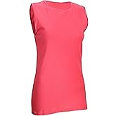 Rosette Women's Sleeveless Undershirt - Cotton - High Neck, Full shoulder design Coral Large