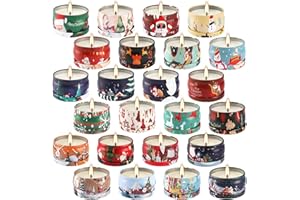 24 Pcs Christmas Scented Candles Gift Set, 2.5oz, Soy Wax, smokeless, Various Christmas Patterns, Create a Christmas Atmosphe