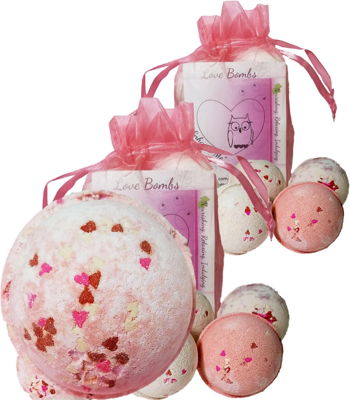 Wholesale 12 Bath Bombs Double Gift Set, Love & Hearts - Handmade with Shea Butter and Organic Sustainable Palm Oil,See, Smell and See The Difference