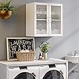 Furnaza Wall Amount Cabinet for Laundry, Kitchen, Bathroom or Office Storage with Acrylic Soft Glass 2 Doors