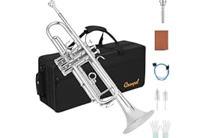 QSANPEL Bb Standard Instruments Silver Trumpet for Adults with Case Valve Oil 7C Mouthpiece and Cleaning Kit