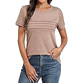 Memorose Women's Short Sleeve Shirts Lace Dressy 2026 Spring Summer Tops Trendy Vacation Casual Work Blouses