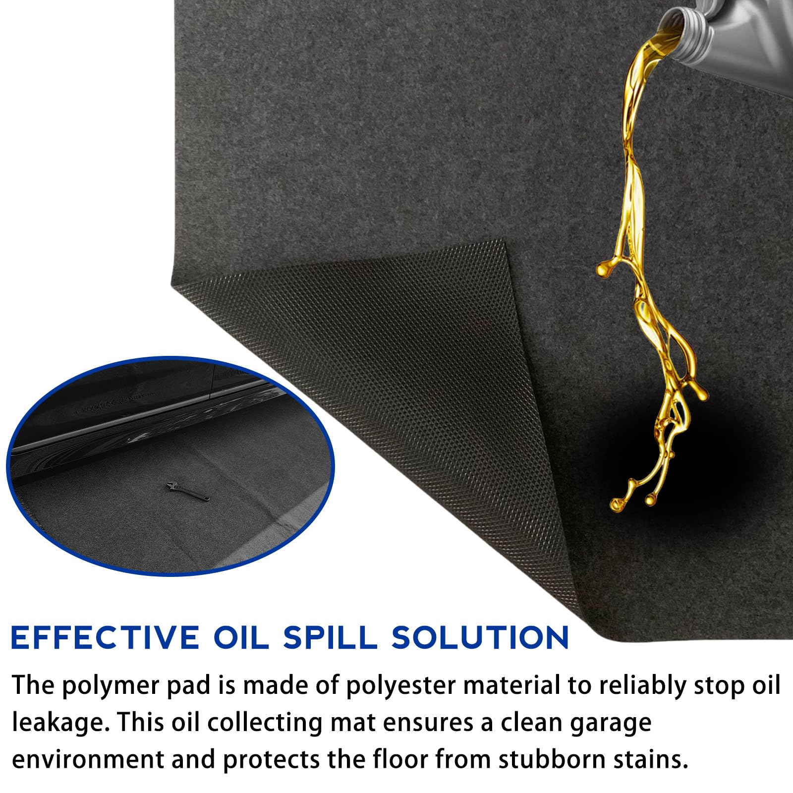 Ölauffangmatte, Öl-Auffangmatte Clean, Öl Auffangmatte, Werkstatt Ölmatte, Ölmatte Motorrad, Strapazierfähige Saugmatte, Ölbindematte für Garagenboden Matten Werkbank Unterlage, 91x152 cm, Schwarz 5