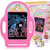 8.5 Inch Magic LCD Writing Tablet for Kids 2-7 – Unicorn Rainbow Learning Doodle Board with Handle, Resusable Mess-Free Drawing Pad, Educational Travel Toy for Toddlers in Car & Airplane Pink