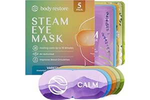 Body Restore Heated Eye Mask for Dry Eyes 5 Pack - Self Heating Warm Compress, Christmas Stocking Stuffers, White Elephant, Birthday Gifts for Women, Men, Stye Eye Treatment, Relaxation - Variety