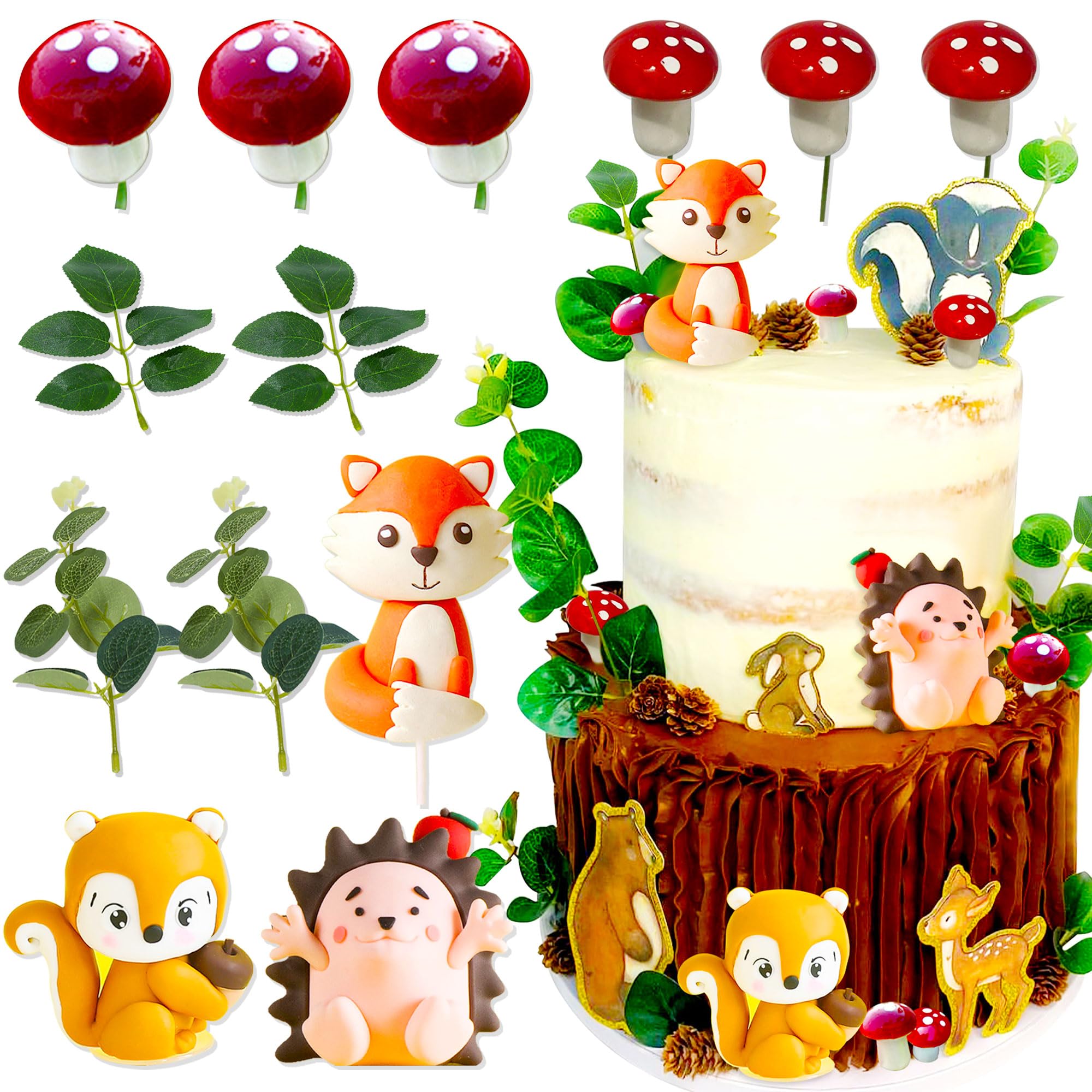 LaVenty Woodland Cake Topper Woodland Baby Shower Cake Decoration Animals Welcome Baby Cake Topper Animals Baby Shower Decoration Woodland Animals Party Supplies