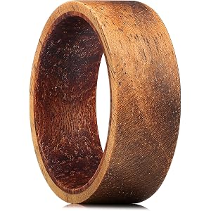 King Will Wooden Wedding Band for Men Women Black/Brown Wood Inlay | 4-12mm Width, Black/Brown Wood Wedding Ring, Domed Style