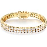 Gemsme Tennis Bracelet for Women 18K White Gold Plated Hypoallergenic 5A+ Cubic Zirconia Bracelets Wedding Party Prom 6.0/6.5/7.0/7.5/8.0 Inch