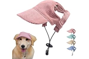 ETOFIXEE Pet Baseball Cap with Ear Holes - Multi-Color Sun Visor Hat for Dogs & Cats, Summer & Fall Beach Headwear for Puppies & Kittens (Pink, XL)