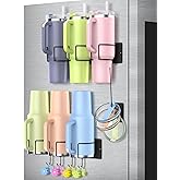 2 Pack Magnetic Cup Holder for Stanley,Fridge Magnetic Water Bottle Organizer for Stanley 40 oz with Handle,Tumbler Lid Organizer for Stanley Cup Accessories