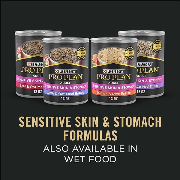 PURINA PRO PLAN SENSITIVE SKIN AND STOMACH DRY DOG FOOD SENIOR ADULT 7 PLUS SALMON AND RICE FORMULA – 4 LB. BAG