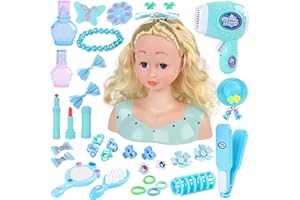 Doll Head for Hair Styling Kids Toy Kit，Princess Styling Head Beauty Hair Stylist with Hairdryer Hair Straightener Hair Acces
