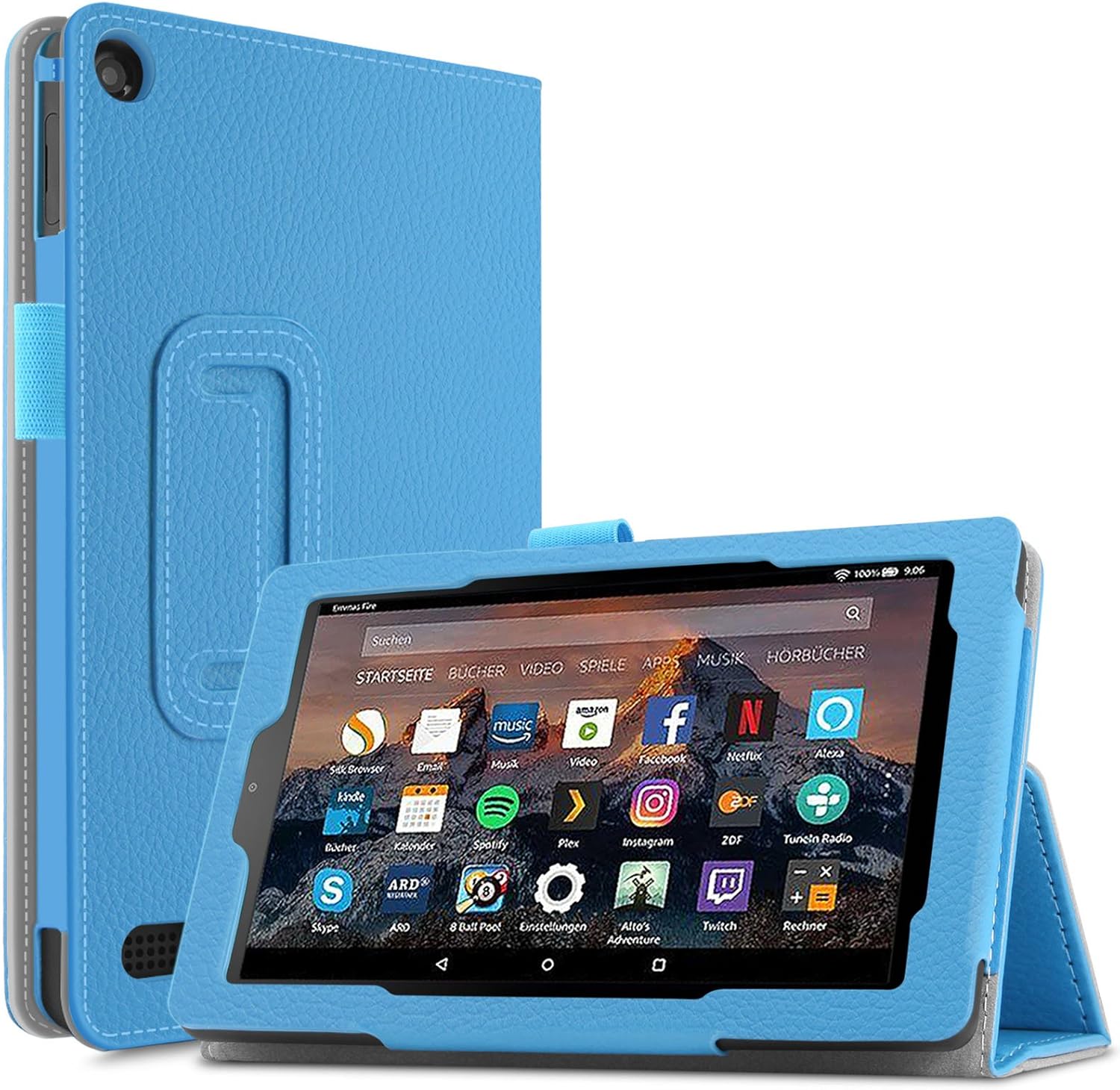 Infiland AllNew Fire 7 Tablet Case Slim Fit Folio Stand
