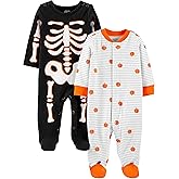 Simple Joys by Carter's unisex-baby 2-pack Halloween Cotton Footed Sleep and Play
