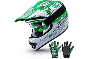 TCMT DOT Youth Kids Dirt Bike Helmet Youth Motocross Helmet Full Face ATV Four Wheeler Motorcycle BMX Helmet for Boys Girls, Off-Road Protective Gear with Goggles Gloves New