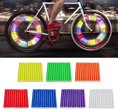 Amazon Co Jp Enmoo 自転車スポークリフレクター 7セット 84個 自転車ホイールスポークリフレクター 反射マウントクリップ チューブ 警告ストリップ 防水 自転車スポークリフレクター スポーツ アウトドア
