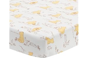 Lambs & Ivy Disney Baby Storytime Pooh 100% Cotton Fitted Crib Sheet - White