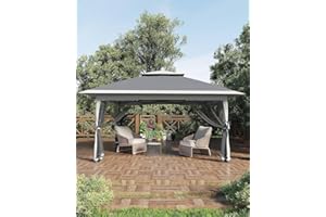 12x12 Pop Up Gazebo Tent, Outdoor Canopy Patio Shelter with Mosquito Netting, Double Roof Easy Up Screened Canopy, Party Pavi