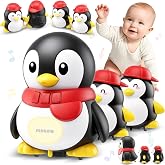 KWYZ 3-Piece Penguin Musical Talking Toys, Magnetic Mama &amp; Baby Toys 6-12 Months, Tummy Time Toys with Light Up, Walking Toys Newborn Infant Toddler Toys for 6 Month Old &amp; 1 Year Old Boy Girl Gifts