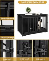 Hzuaneri Dog Crate Furniture 100 cm Double Door Barn Door Anti-Chew view 5