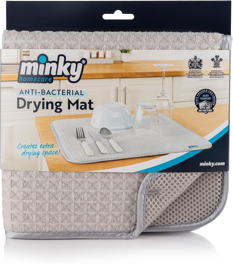 Minky Anti-Bacterial Drying Mat 41x46cm Ultra Absorbent Quick Dry Microfiber