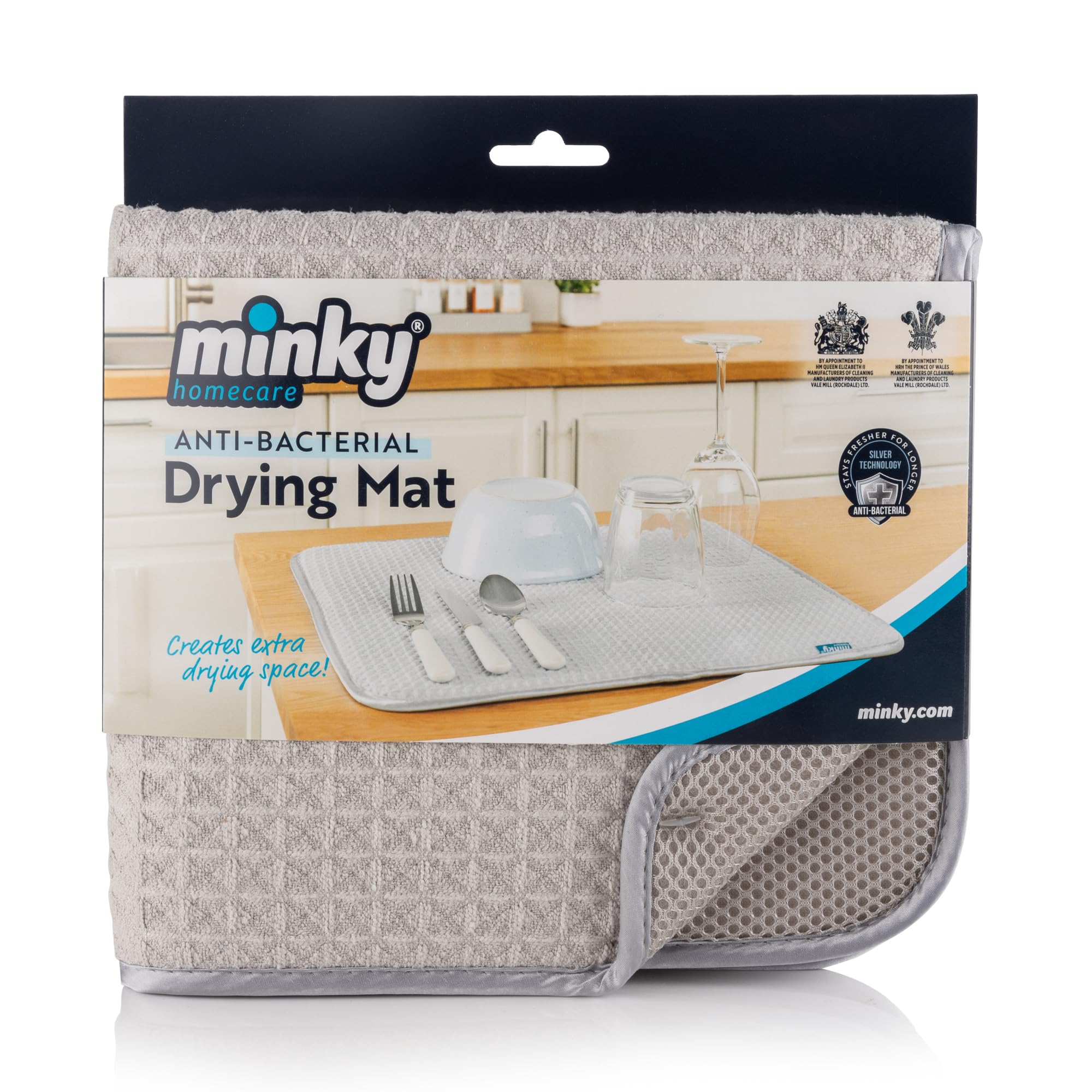 Minky Anti-Bacterial Drying Mat, Super Absorbent Quick-Drying Microfibre Draining Mat, Soft Dish Drying Mat for Kitchen, Cutlery Drainer for Sink, Machine Washable
