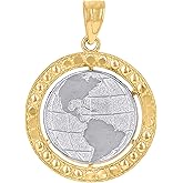 Jewels By Lux 10kt Two-Tone Gold Mens Women Textured Globe Charm Pendant
