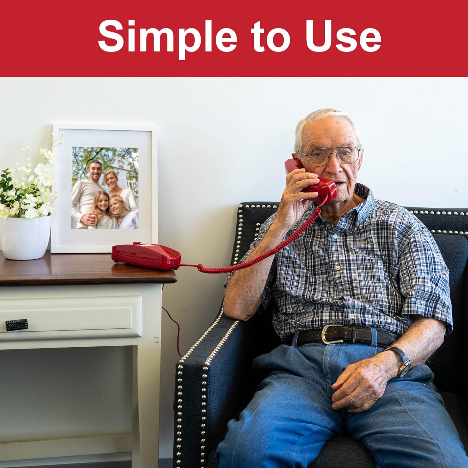 Corded Phone - Phones for Seniors - Phone for Hearing impaired - Crimson Red - Retro Novelty Telephone - an Improved Version of The Princess Phones in 1965 - Style Big Button - iSoHo Phones : Office Products