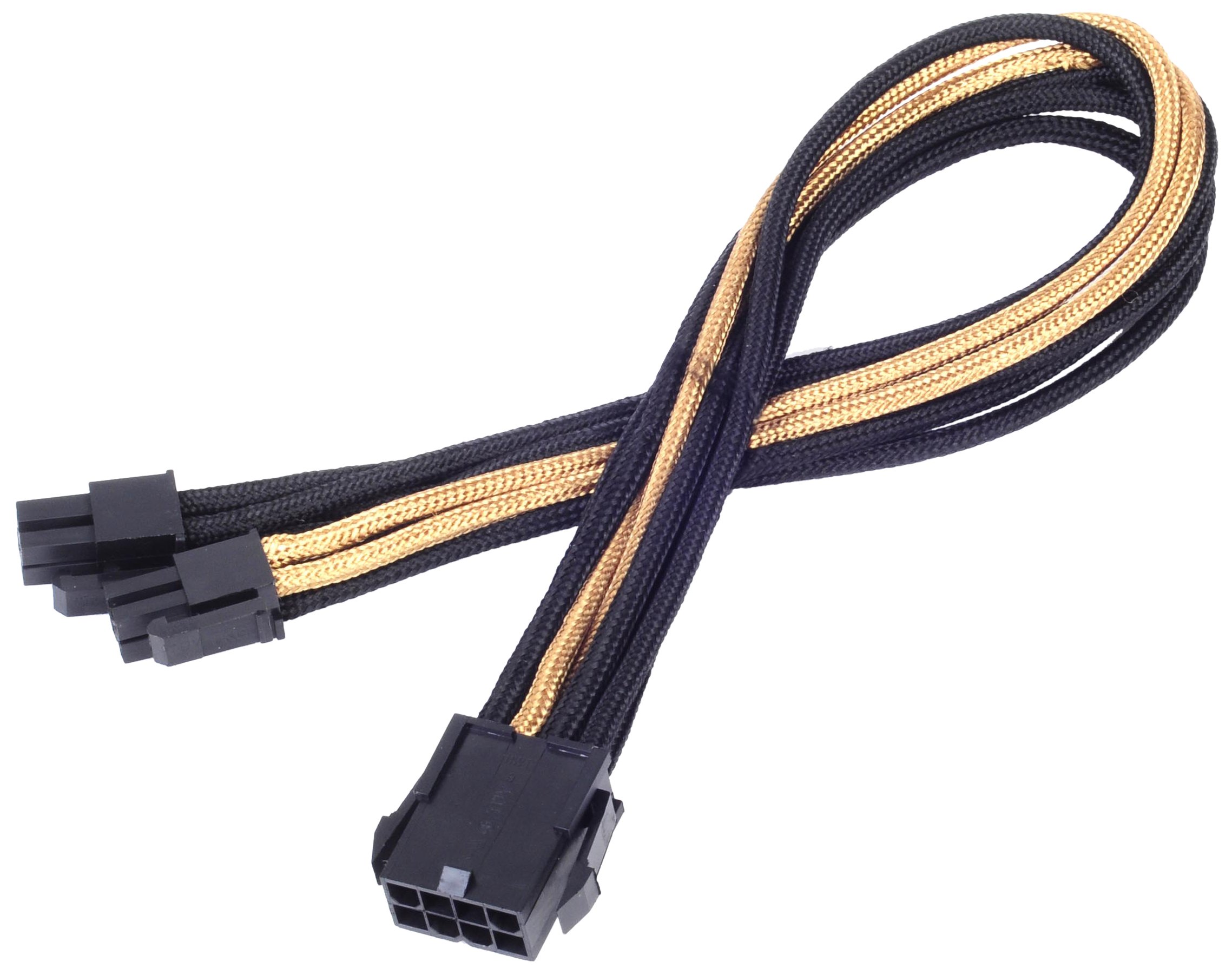 SilverStone SST-PP07-EPS8BG - 30cm EPS 8pin to EPS/ATX 4+4pin Sleeved Extention Cable, black gold