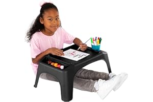 LapGear Turtle Table Kids Activity Lap Desk Tray with Storage Wells for Snacks, Play, Classroom and Sensory Toys - Black - Style No. 20108