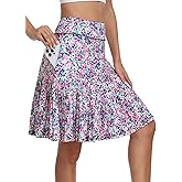 KORALHY 21" Golf Skorts with Pockets Pleated Tennis Skirts with Shorts Knee Length Skort for Athletic, Workout, Casual Wear
