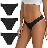 OEIOEI Women's Period Underwear Seamless No Show Invisible Lace Leakproof Menstrual Bikini Panties 3-Pack